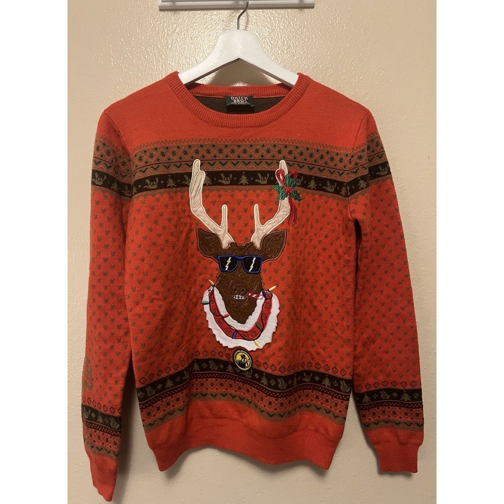 Dutch Bros Ugly Christmas Sweater Employee Exclusive Reindeer Women Unisex Small